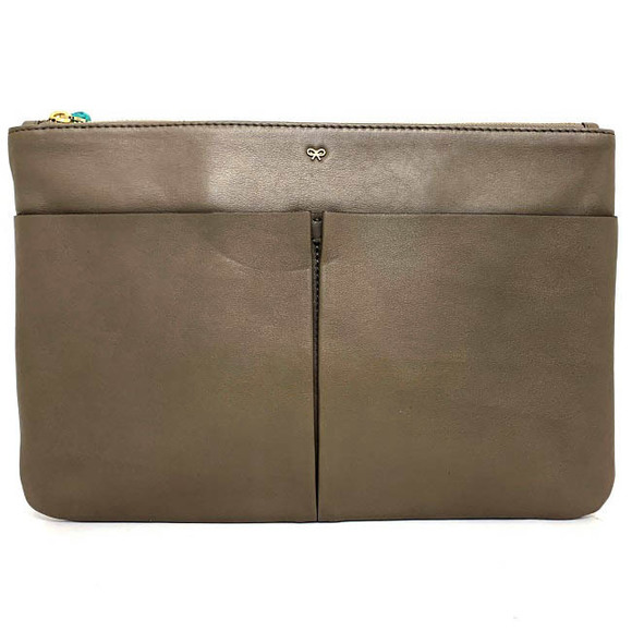Anya Hindmarch Clutch Bag Leather Gray - Picture 2 of 10